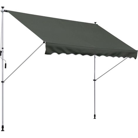 Toldo independiente con manivela 300 x 150 cm de poliéster y metal gris HOMVRA (1/5)