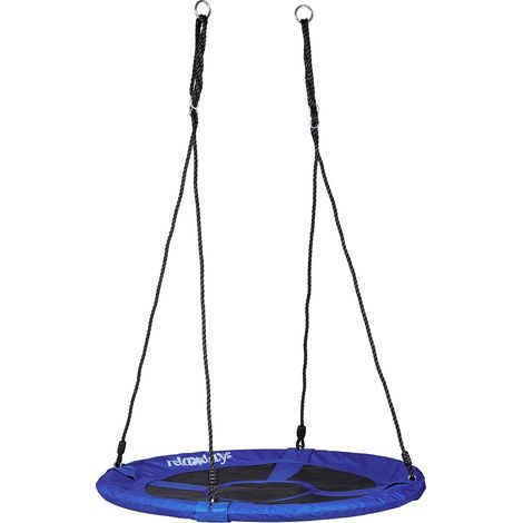 1 Balançoire nid d'oiseau Rond, Nylon et métal, 90 cm, Bleu foncé, Jardin (1/5)