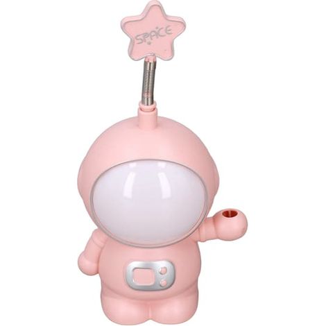 Lampe de bureau LED rose, 2 modes d'éclairage, protection des yeux, chargement USB, veilleuse astronaute avec taille-crayon intégré, idéale pour la maison et le bureau. (1/5)