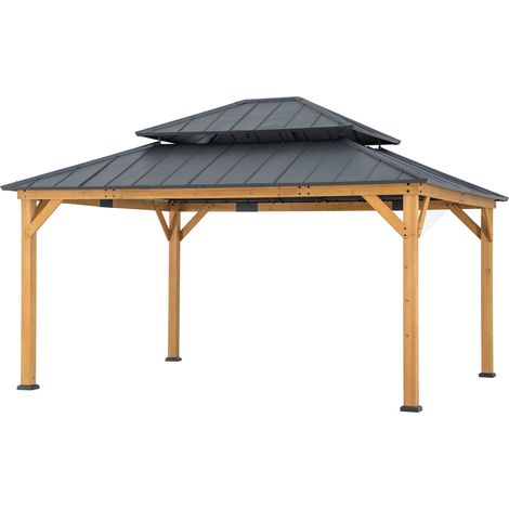 Gazebo in legno cedro RIMO - 390cm x 450cm, antracite