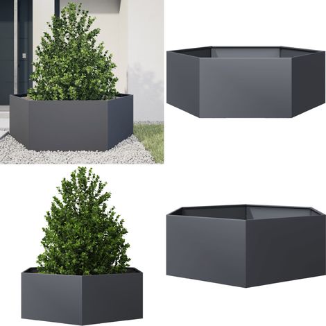 vidaXL Pflanzkübel Anthrazit Sechseckig 138x120x45 Stahl (1/5)