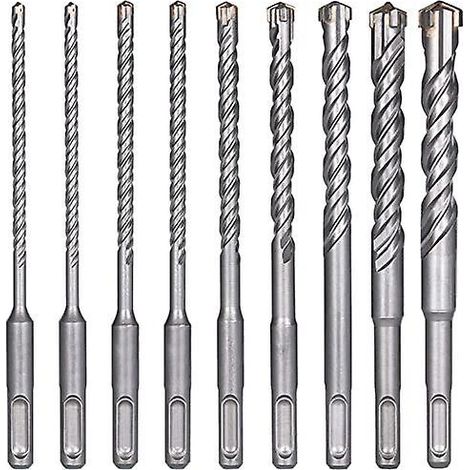 forets Bton, 9pcs (5 Mm 16x160 Mm) Foret Carrelage, Foret Percussion Lectrique Sds-plus Pour Perforateur, Forets Transversaux Pour Bton, Briqu (1/5)