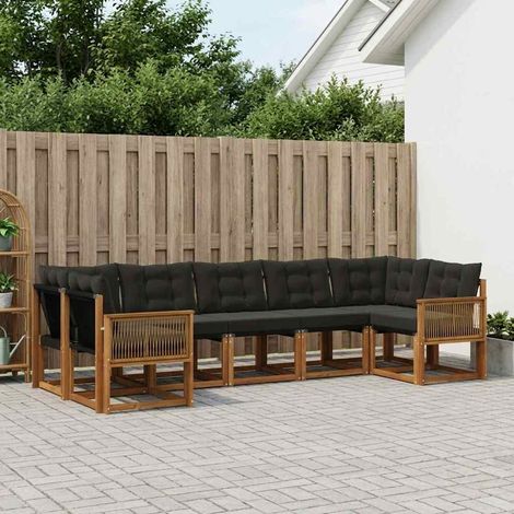 vidaXL Set di divani da esterno 7 pcs Naturale e Nero (1/5)