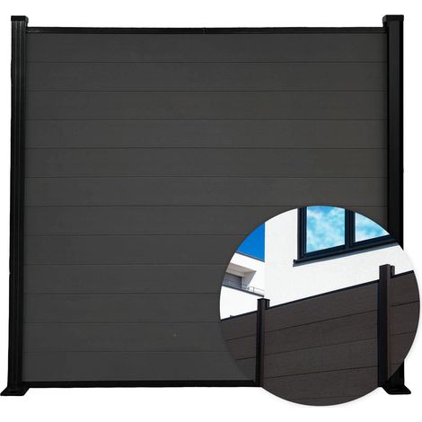 Floordirekt – Brise-vue WPC 180 x 180 cm – 60% fibres de bois, 30% plastique recyclé – Résistant aux intempéries, ignifuge – Montage facile avec kit complet (1/4)