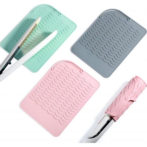 Isoliermatte für Glätteisen und Lockenstäbe – rutschfeste, hitzebeständige Matte, grün, 3er-Pack-lsw