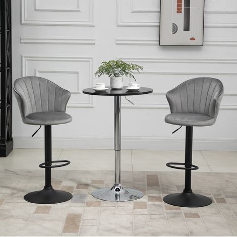 Silla bar giratoria ajustable con respaldo gris metal OKMYHOME (1/4)