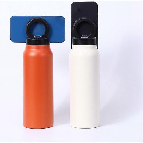 Bouteille d'eau isotherme jaune avec support magnétique pour téléphone --- (1/5)