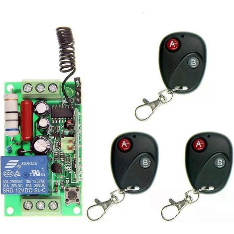 Système de commande sans fil RF pour bandes lumineuses LED 1 canal (220 V/110 V CA) avec émetteur et récepteur à verrouillage 315/433 MHz - JXLGV (1/4)