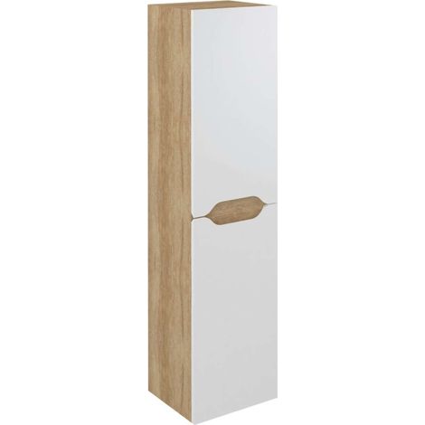 Sapho Wave - Mueble alto de 35 x 140 x 30 cm, 2 puertas,D/I, blanco/roble alabama WA245-3022 (1/5)
