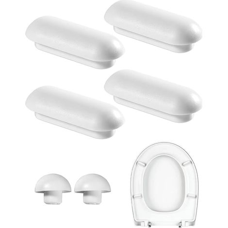 Tampon Abattant WC, Patin Abattant WC, Tampons Abattant WC, Pare-chocs Siège Toilette, Amortisseur WC, Tampons Anneaux Tampons Couvercle (Blanc) (1/5)