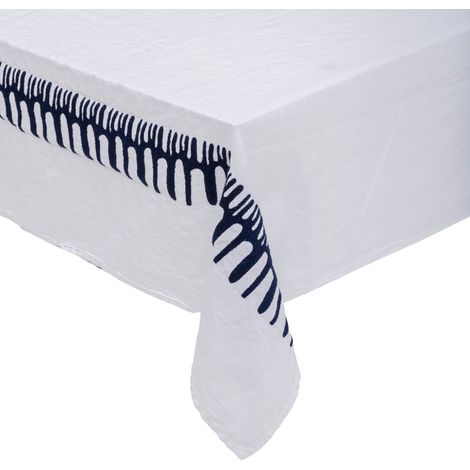 Tovaglia da ricamo lizandro in cotone e lino 150x300cm bianco - Atmosphera créateur d'intérieur (1/2)