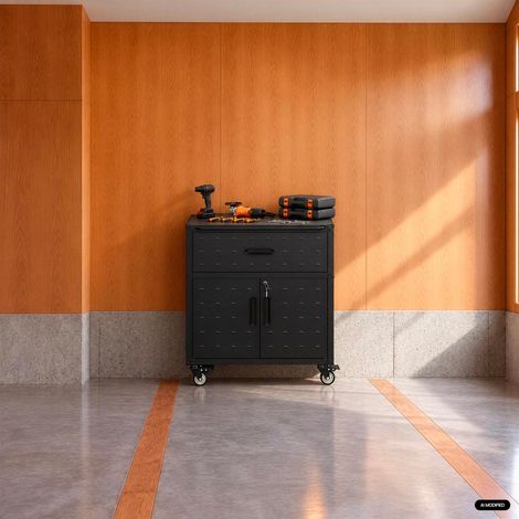 sweeek - Meuble bas de rangement pour garage avec 1 tiroir et 2 portes (1/5)