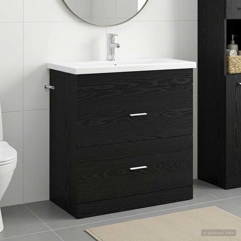 Ensemble de mobilier de salle de bain Chêne noir vidaXL