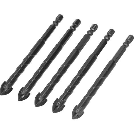 Jeu de 5 forets cruciformes pour céramique, 12 mm de diamètre, pour carrelage, miroirs, porcelaine et verre. (1/5)