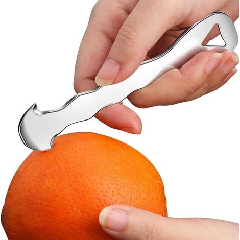 Paquete de 2 peladores de naranja de acero inoxidable: pelador multifuncional de cítricos, naranjas, pomelos, frutas y limones (1/5)