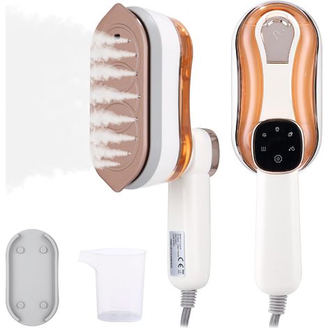 Plancha de vapor 2 en 1, vaporizador de ropa portátil, calentamiento rápido en 15 segundos, mango giratorio de 180°, plancha de viaje de 1300 W con 3 niveles de vapor para viajes, hogar y oficina. (1/5)