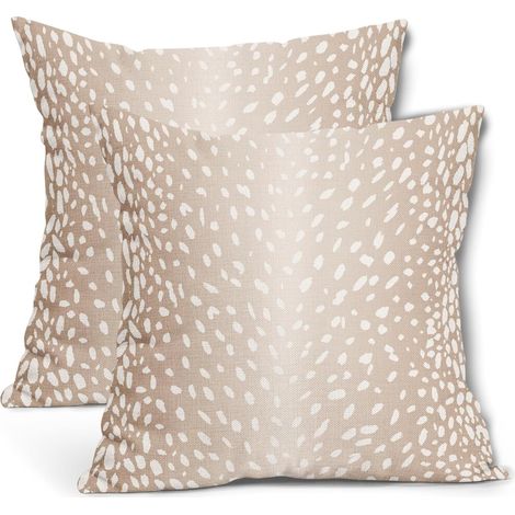 Funda de almohada con estampado de antílope, 20x20 pulgadas, rosa melocotón con estampado de ciervo sintético, material de lino, juego de dos piezas, estilo moderno unisex, adecuado para sofás, dormit
