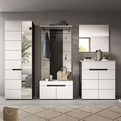 Ensemble meuble d'entré de 5 éléments décor blanc - KANUT (1/5)