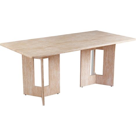 Table à Manger Effet Travertin "Alejandra" 180cm Beige (1/5)