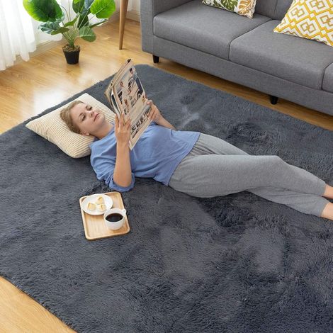 Teppich Hochflor Shaggy Wohnzimmer Antirutsch 150x240cm Grau 150x240CM (1/5)