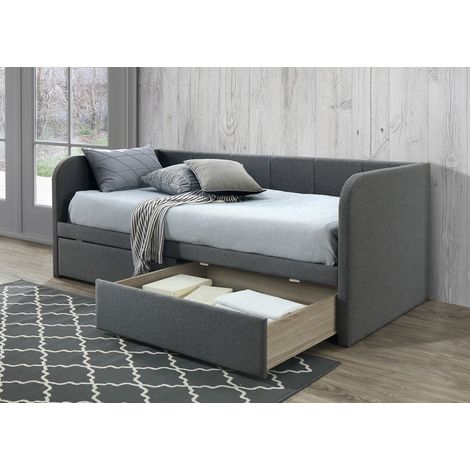 Schlafsofa mit zwei Schubladen, Kollektion ZITO, 90x200 cm, Farbe Grau, Lattenrost inklusive. (1/2)