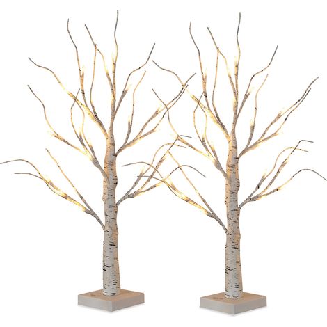 Set 2 Alberelli Decorativi Luci Led – Rami Effetto Betulla E Design Realistico