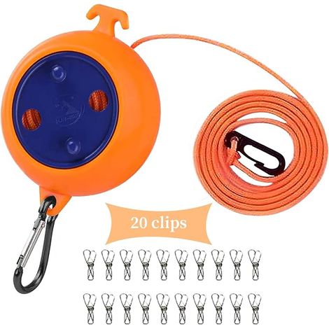 CenYouful Corde à Linge Rétractable, 10M Fil Linge Retractable Exterieur Portable, Corde à Linge Antidérapante Camping Accessoires avec 20 Pinces à Linge pour Intérieur, Extérieur, Camping Car (1/5)