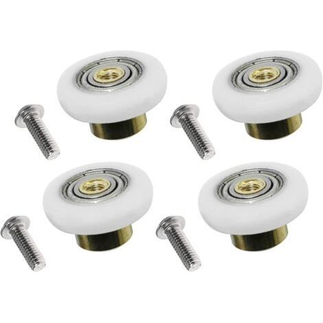 (4 pièces de diamètre 19 mm) roulettes de rechange pour porte de douche coulissante avec vis M4 (1/4)