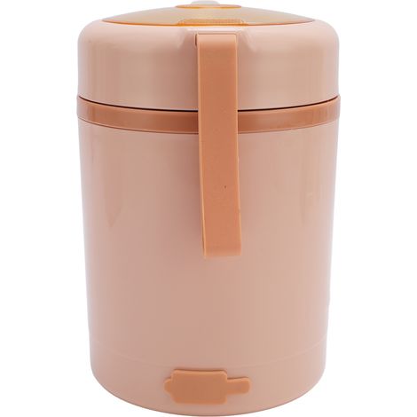 Bote à déjeuner électrique, chauffe-plats en acier inoxydable 304, 60 °C, température constante, étanche, pot isolé USB de 600 ml avec cuillère pour le bureau, rose (1/5)