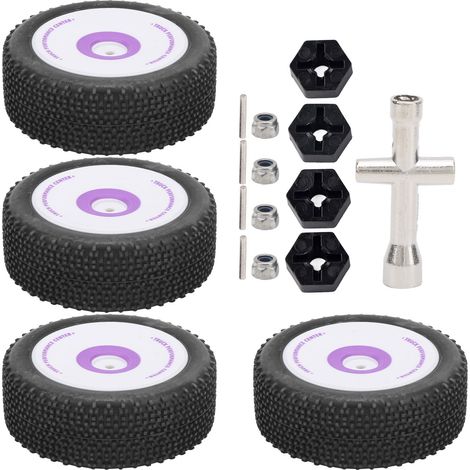 4 Pneus en Caoutchouc Avant/Arrière pour Voiture Télécommandée WLtoys 1/12 124019 - Jeu de 4 (1/5)