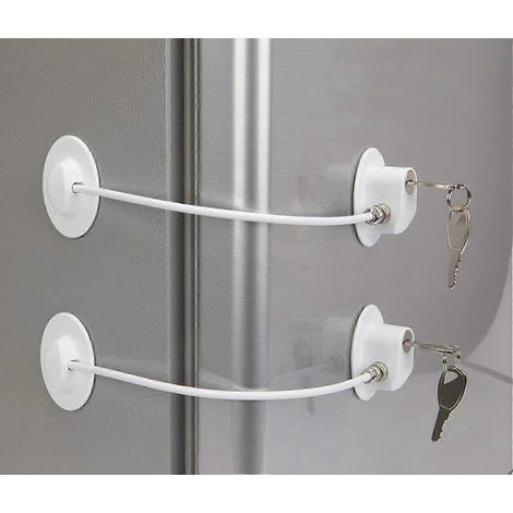 Lot de 2 verrous de réfrigérateur avec 4 clés, verrou de réfrigérateur pour chambre étudiante, verrou de porte de congélateur et verrou de sécurité enfant pour armoire avec adhésif puissant (1/5)