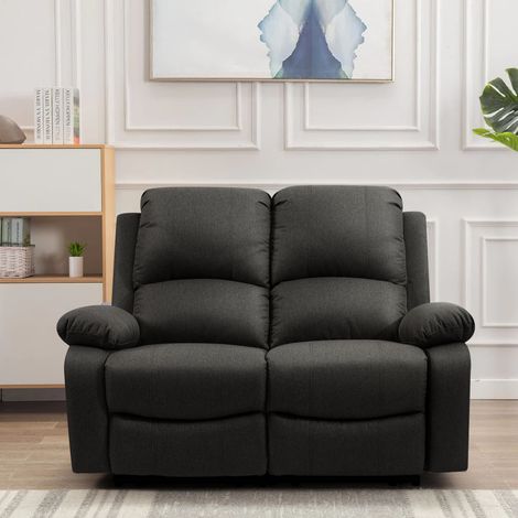 Venice 2 Seater Dark Grey Linen Manual recliner Sofa