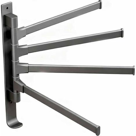 Porte-serviettes pivotant, porte-serviettes de salle de bain pivotant, finition noir mat, fixation murale, quatre bras