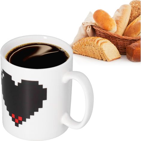 Herzförmiger, farbwechselnder Becher, kreativer Induktionsbecher, Keramikbecher mit Wärmeübertragung. (1/5)