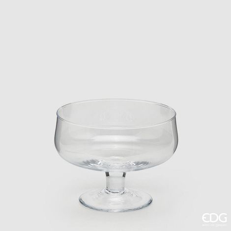 EDG Enzo De Gasperi Vaso Coppa con Piede H 15 Cm D 20 Cm Nida Natural Trasparente
