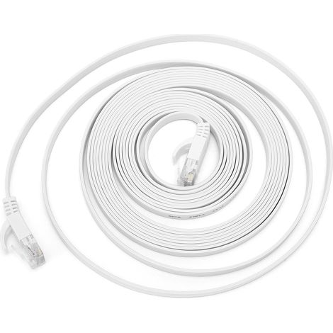 Câble Ethernet CAT6 Gigabit 8 conducteurs à paires torsadées, fil de cuivre plat, 10 mètres (1/5)