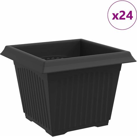 Maison Exclusive - Vaso quadrato per fiori 24 pcs Nero 23 x 23 x 17,5 cm Plastica
