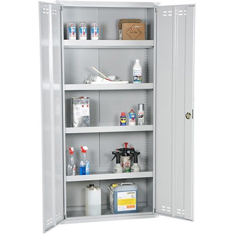 Matisère – Armoire de jardin phytosanitaire 12L – 4 étagères réglables – Fermeture sécurisée – Acier RAL 7035 – 4010071520 (1/4)