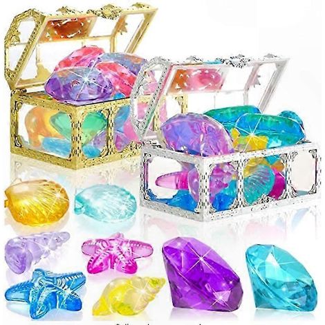 24-teiliges Unterwasser-Schatzsuchspielzeug-Poolspielset mit versenkten Edelsteinen, Schwimmzubehör, Piraten-Thema, Spielspaß für Kinder