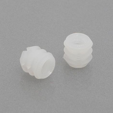 tuerca nylon blanco coto m6 d11x11 para taladro 10mm. con ranura en la cabeza. (caja 100)