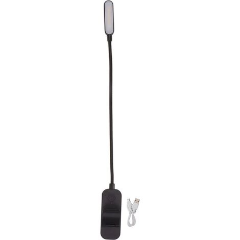 Lampe de lecture à Clip, Rechargeable par USB, 3 niveaux de luminosité, gradation continue, 8 LED, soins oculaires, aide au sommeil, noir (1/5)