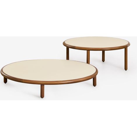 SKLUM 2er-Set runder Couchtische aus Olivia-Akazienholz Beige Semoline                                  