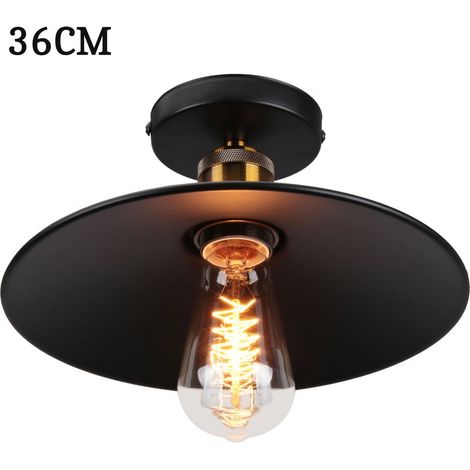 36cm Plafonnier Vintage Rétro E27 Lustre Suspension Luminaire pour Chambre Escalier Salon Noir (1/5)