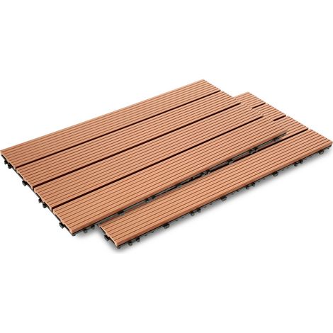 SWANEW Piastrella per terrazza Piastrelle per giardino ad incastro Rivestimento Piastrelle ad incastro in legno composito WPC 60x30 marrone 60pz