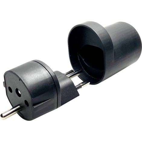 Martin Kaiser 181/sw/1 Adattatore da viaggio Fix-Adapter CH Typ 12/Schuko denzentraler Steckeransatz, IP 20, schwarz