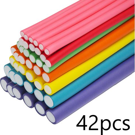 42 bigodini da 18 cm, per capelli ricci senza calore, rulli in schiuma flessibili e magici per capelli lunghi, corti e ondulati, per parrucchiere, regalo (1/5)