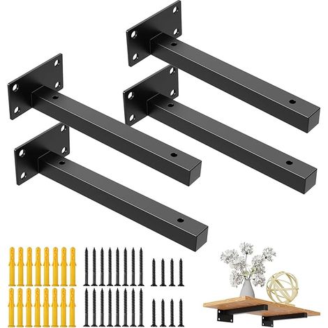Square Shelf Brackets for Wall Fixing Wall Brackets Wall Shelf Brackets Industrial Floating Brackets Metal Fixing Trays 20 cm (1/5)