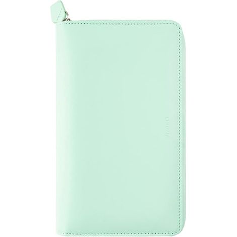 Organizador personal compacto con cremallera, color verde menta neón.