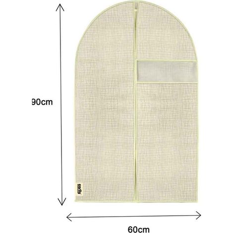 Custodia per abiti e vestiti 90x60 cm protettiva porta abiti da viaggio o per armadio con chiusura a zip con cerniera beige (1/2)