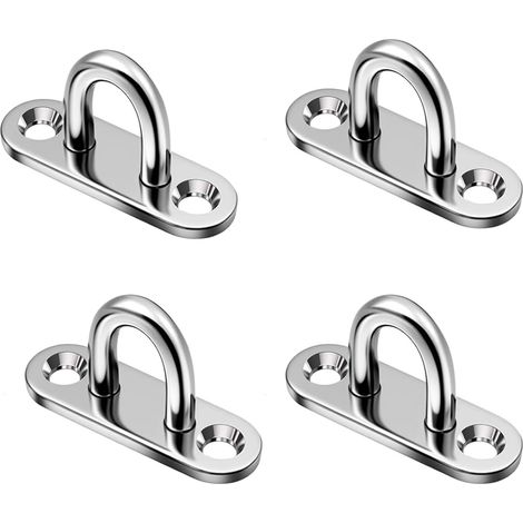 Lot de 4 plaques oculaires en acier inoxydable - Plaque de pont à œillets muraux - Plaque de mât avec œillet pour suspendre des objets, crochets de fixation, fixation de voile d'ombrage, crochet de (1/5)